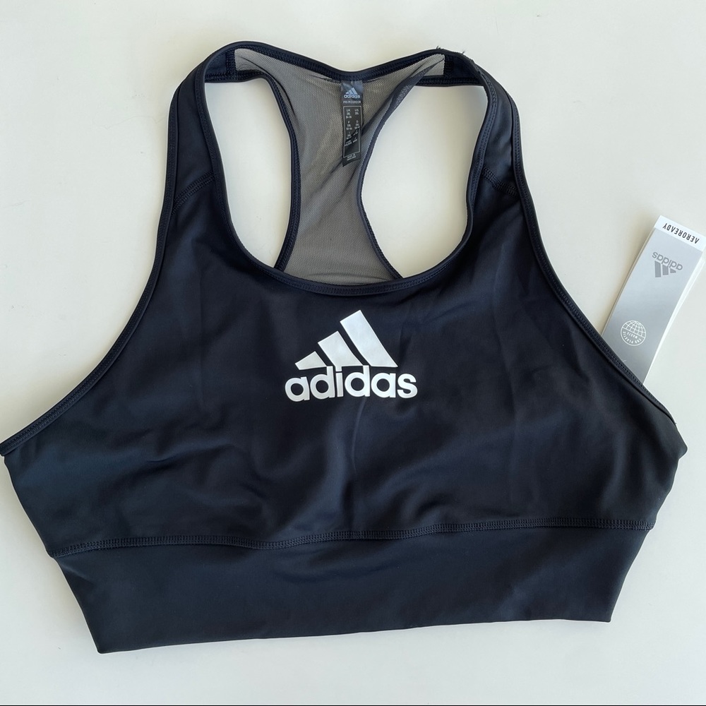 NWT Adidas mesh back logo front sports bra
